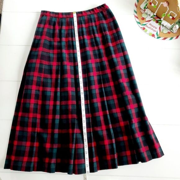 Vintage 1990's Pendelton plaid pleated skirt, red - Picture 3 of 8